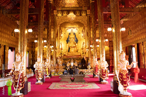 A beautiful view of buddhist temple Wat Saeng Kaew at Chiang Rai, Thailand.