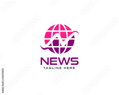Initial letter N world news logo design template fully vector