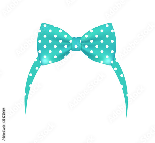 Blue bow headband. vector illustration