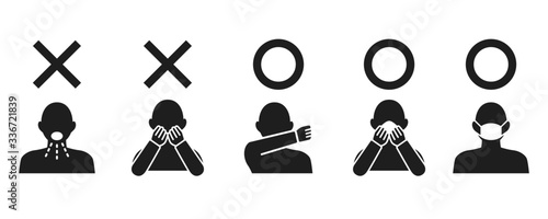 Obraz na plátně Icon set representing cough etiquette