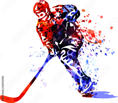 Color vector illustration of hockey player