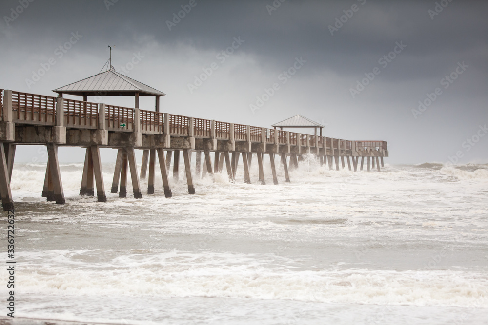 Juno Beach Pier During Hurricane Storm