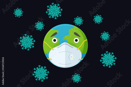 Corona Pandemic icon vector, coronavirus attack whole world vector 
