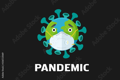 Corona Pandemic icon vector, coronavirus attack whole world vector 