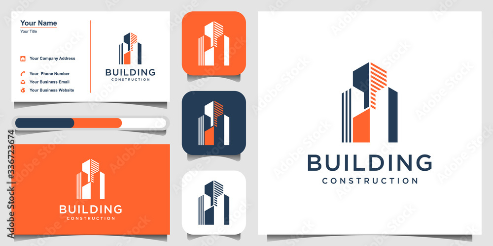 construction logo design template. building Abstract For Logo Design Inspiration. logo design, icon and business card