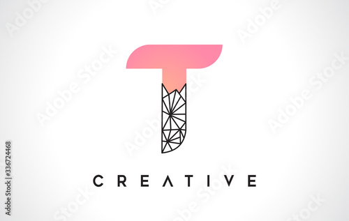 Letter T Beauty Logo. T Letter Design Vector with Origami Look Vector
