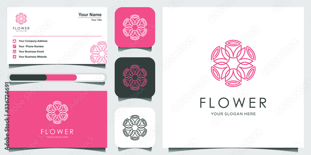 Minimalist elegant flower logo design inspiration with line art style. Cosmetics, Spa, Beauty salon Decoration Boutique vector logo. icon and business card