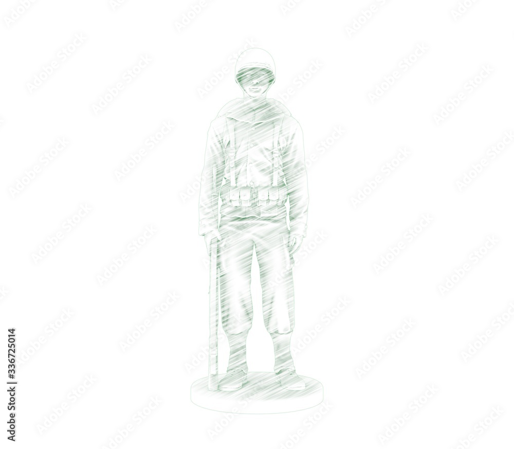 3d illustration of the soldier
