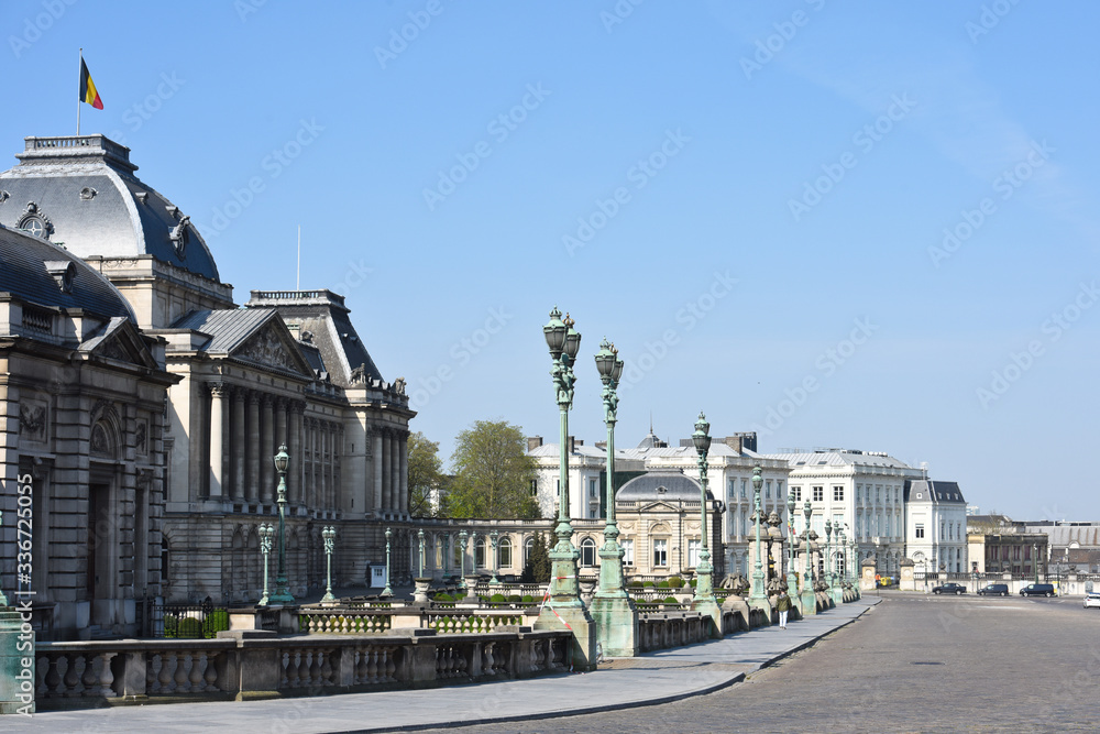 drapeau palais royal Bruxelles Belgique solidarité covid-19 confinement
