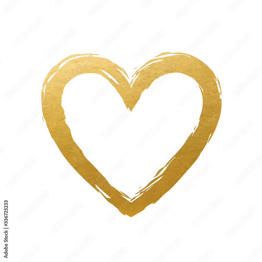 Golden Heart on white Background - Love Symbol Golden Heart on white Background - Love Symbol