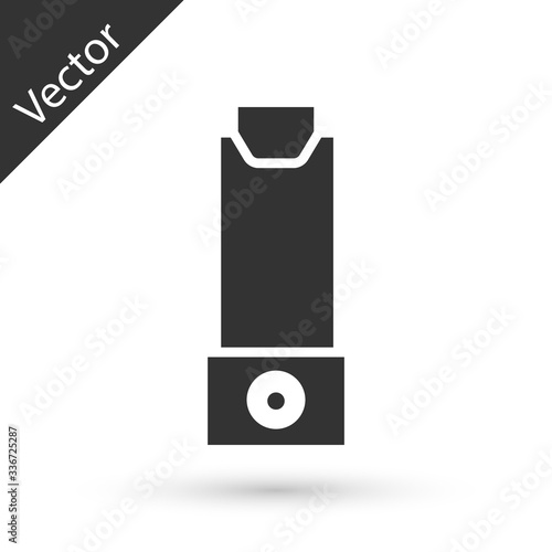 Grey Inhaler icon isolated on white background. Breather for cough relief, inhalation, allergic patient. Vector Illustration