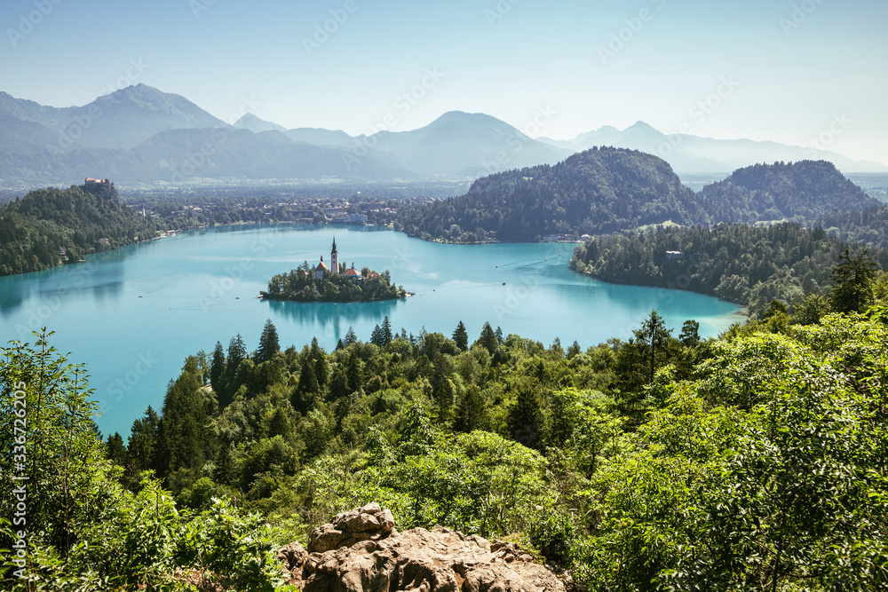 Lake Bled panoramic view in Slovenia