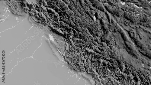 Himachal Pradesh, India - outlined. Grayscale