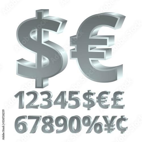 Set of volumetric numbers. Silver