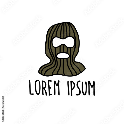 balaclava hat doodle icon, vector illustration