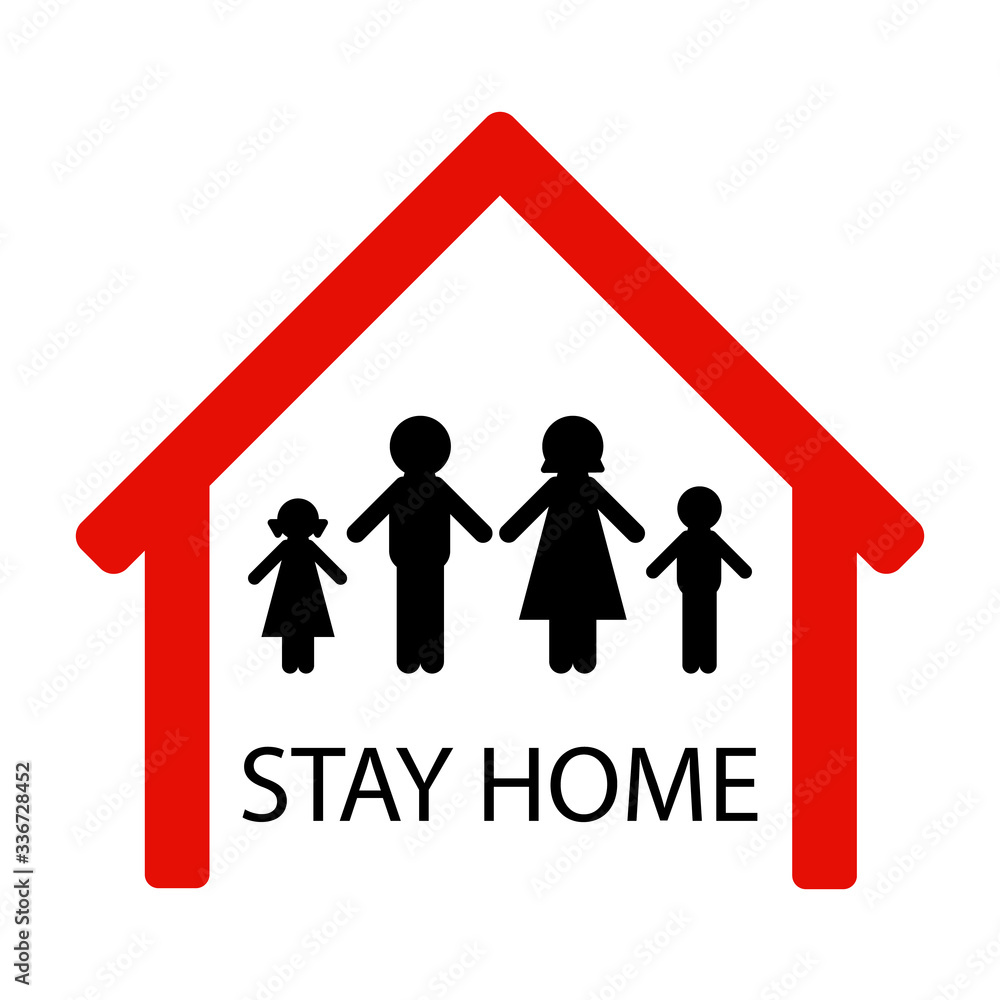 Stay home family concept vector illustration. Covid-19 coronavirus quarantine concept with adult and kids at home. Stay home family concept vector illustration. Covid-19 coronavirus quarantine concept with adult and kids at home.