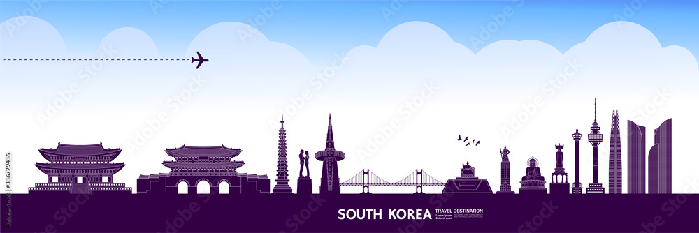 South Korea travel destination grand vector illustration. 