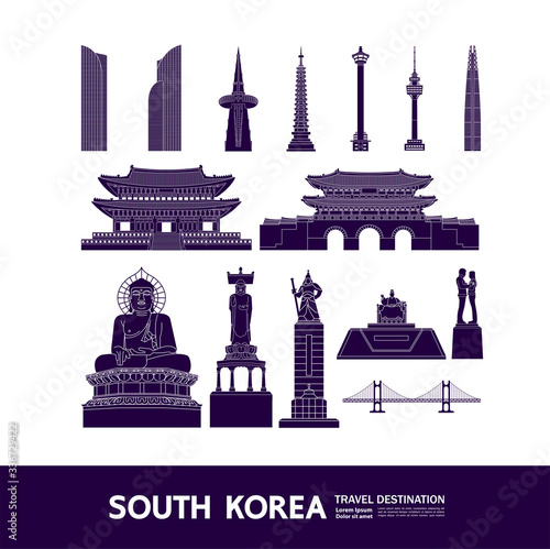 South Korea travel destination grand vector illustration. 