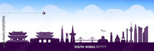 South Korea travel destination grand vector illustration. 