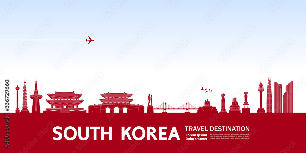 South Korea travel destination grand vector illustration. 