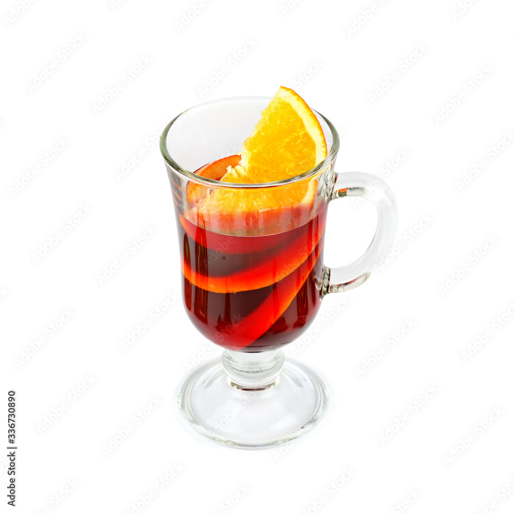 Mulled wine with orange isolated on white background. Mulled wine with orange isolated on white background.