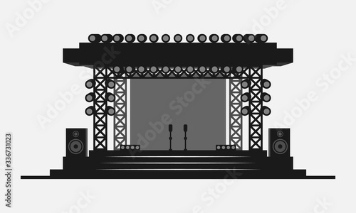 Outdoor concert stage vector icon isolated on white background.