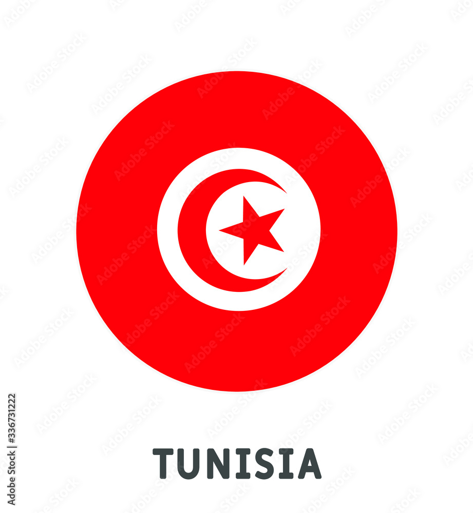 Round Tunisia flag vector icon isolated, Tunisia flag button Round Tunisia flag vector icon isolated, Tunisia flag button