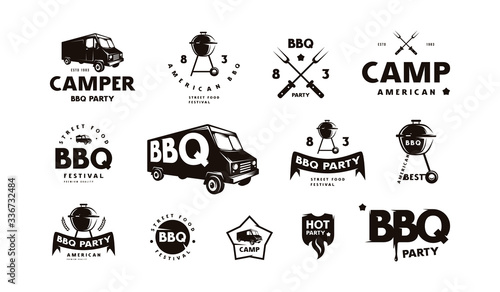 Set of logo and emblem for barbecue festival