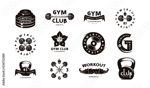 Set of emblem for gym club