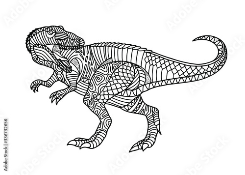 Dinosaur Carcharodontosaurus (Allosaurus). Page of coloring book. Vector illustration. © Daria