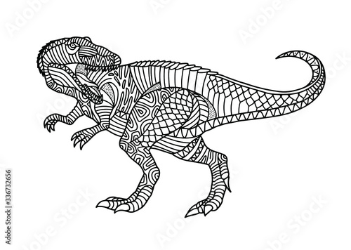 Dinosaur Carcharodontosaurus (Allosaurus). Page of coloring book. Vector illustration.