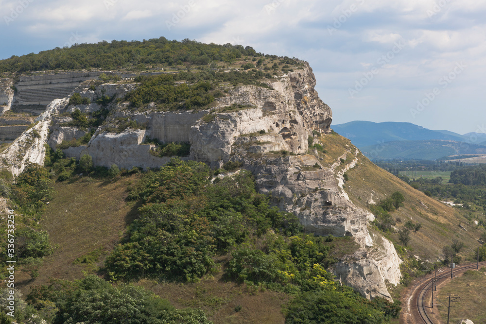 Landscape of Zagaytansky rock in the vicinity of Inkerman, Sevastopol, Crimea