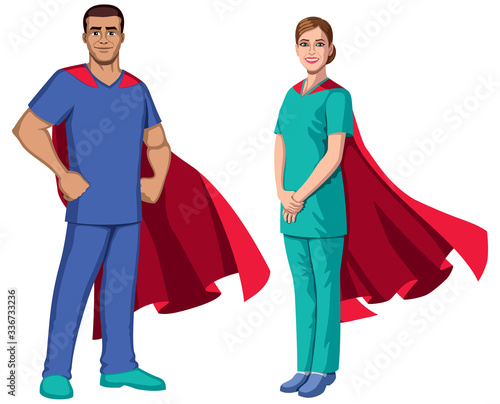 Nurse Superheroes on White