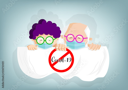 Grandparent wear a medical face mask