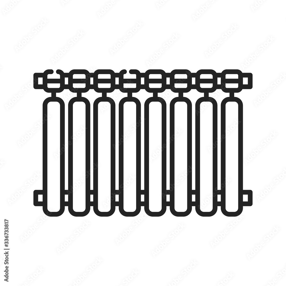 Aluminum battery black line icon on white background. Heat in the house. House temperature. Pictogram for web page, mobile app, promo. UI UX GUI design element. Editable stroke Aluminum battery black line icon on white background. Heat in the house. House temperature. Pictogram for web page, mobile app, promo. UI UX GUI design element. Editable stroke