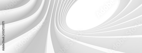 Abstract Architecture Background. White Circular Building. Geometric Graphic Design