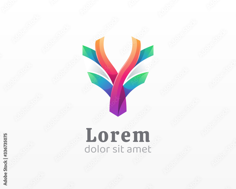 Deer logo. Abstract colorful head of animal icon