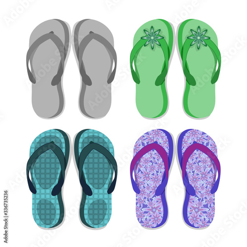 Beach slippers different design for design, vector illustration