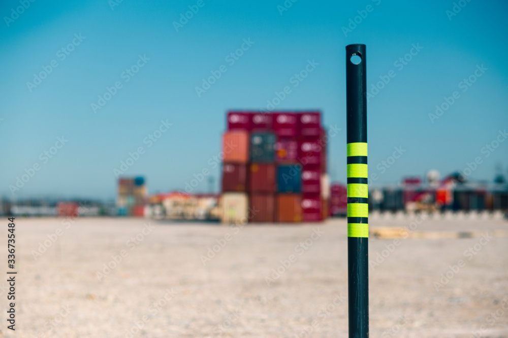 marker post at the container terminal