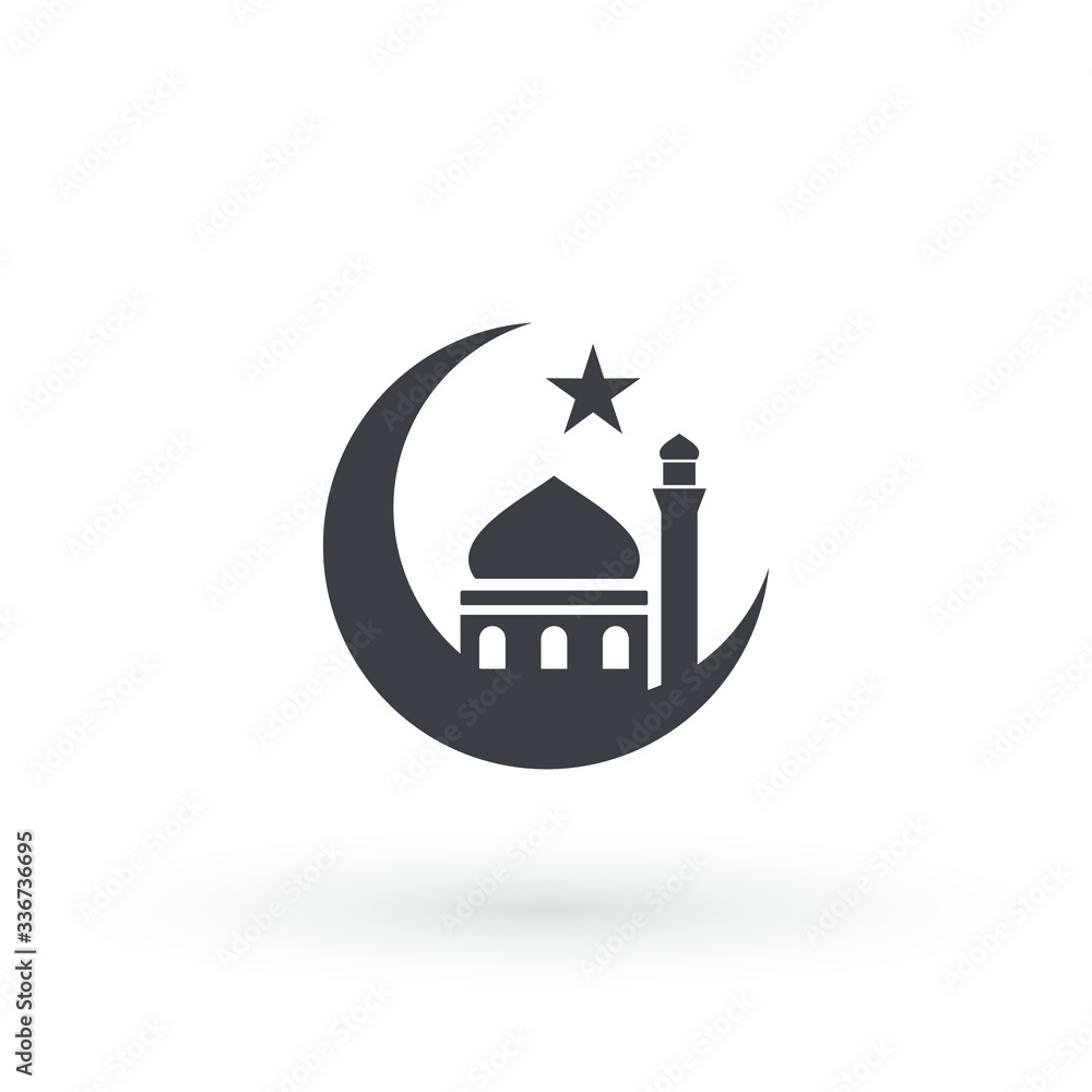 Fototapeta premium moon mosque icon islam muslim religion spirituality religious vector icon
