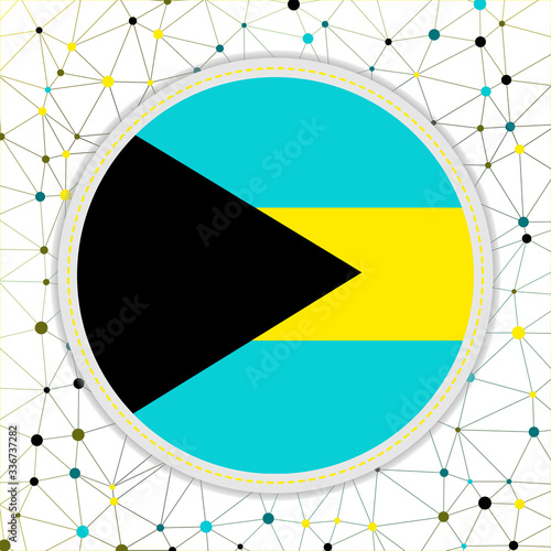 Flag of Bahamas with network background. Bahamas sign. Astonishing vector illustration.