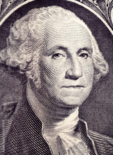 Portret Waszyngtona na banknocie jednodolarowym