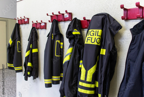 Firemen uniforms hanging