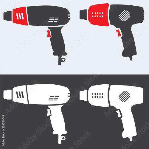 Two kinds of vector heat gun icons. 
