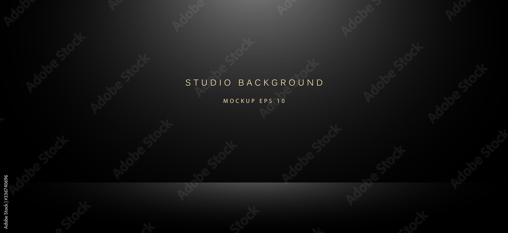 Plakat Black abstract wall and studio room - panoramic background or studio with blank space