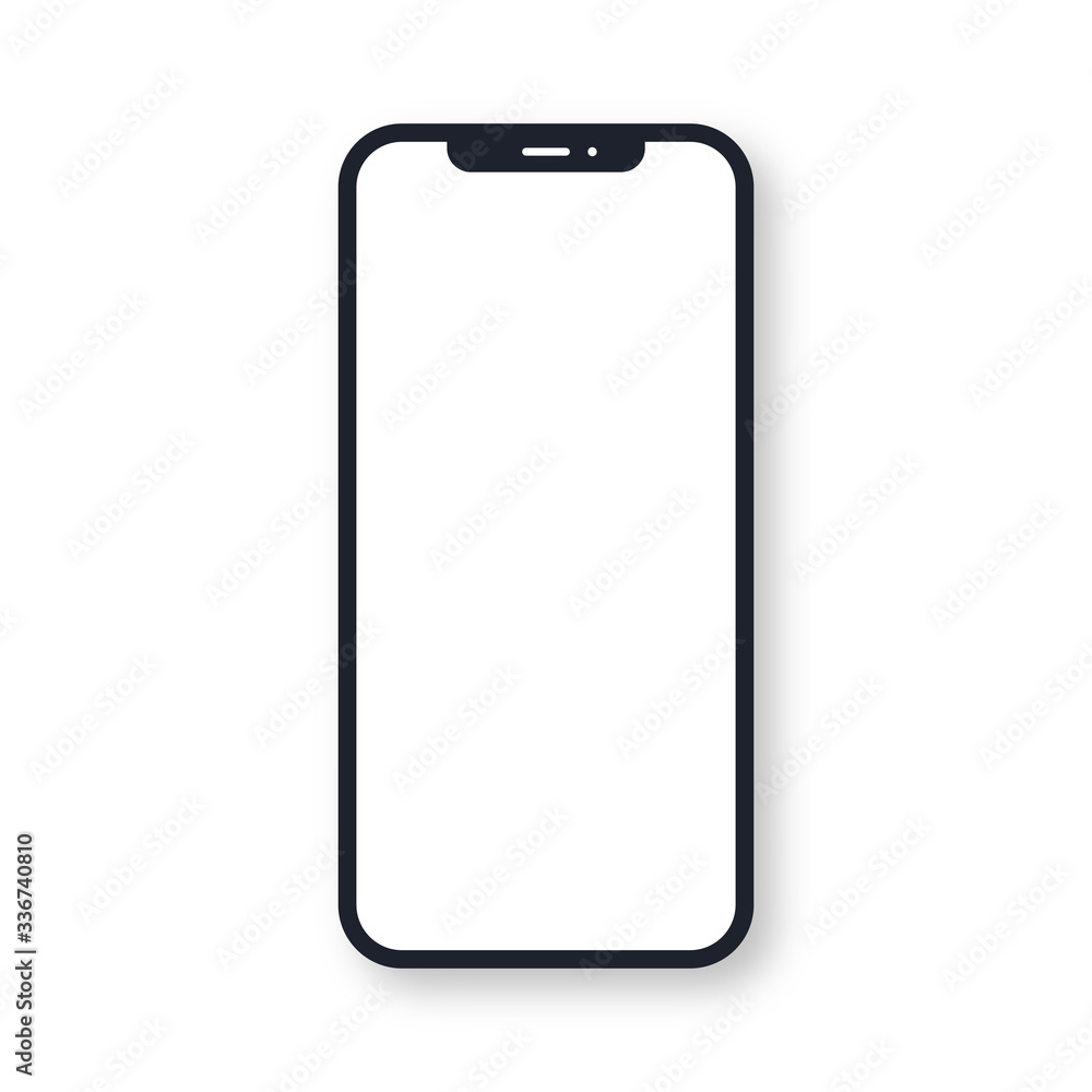 Black slim smartphone with blank white screen. Realistic vector illustration. Black slim smartphone with blank white screen. Realistic vector illustration.