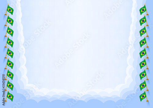 Horizontal  frame and border with Brazil flag
