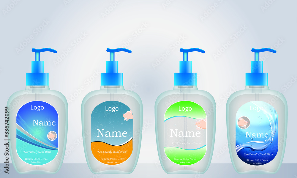 Bottle with liquid soap with label designs for your product. Plastic bottle with label ready for mock up. vector Bottle with liquid soap with label designs for your product. Plastic bottle with label ready for mock up. vector