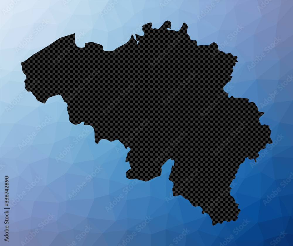 Belgium geometric map. Stencil shape of Belgium in low poly style. Stylish country vector illustration.