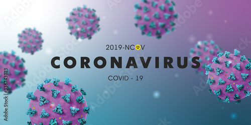 Coronavirus 2019-nCoV background with realistic microscopic 3D viral cells.COVID-19 Corona virus outbreaking and Pandemic concept.Vector illustration eps 10